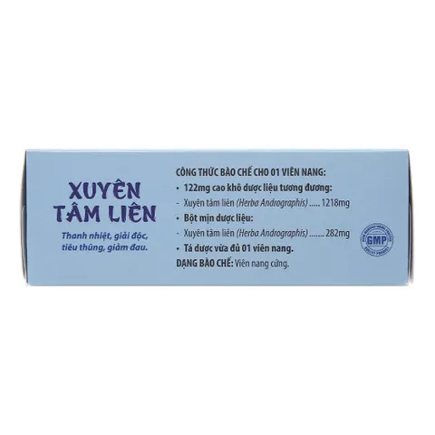 Xuyên tâm liên fito Giải độc, Giảm đau, Thanh nhiệt, Tiêu thũng, dùng cho người, Người viêm họng, phổi,tiểu gắt Giải độc