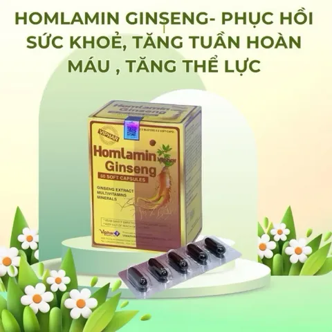 Viên bổ tổng hợp Homlamin Ginseng, hộp 60 viên, tăng cường sức đề kháng, vinaphar 1