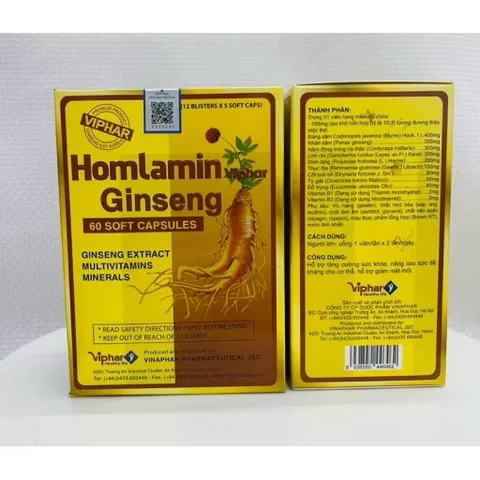 Viên bổ tổng hợp Homlamin Ginseng, hộp 60 viên, tăng cường sức đề kháng, vinaphar 1