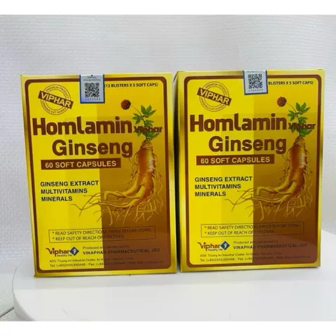 Viên bổ tổng hợp Homlamin Ginseng, hộp 60 viên, tăng cường sức đề kháng, vinaphar 1