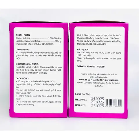 Men tiêu hóa viên Biodilis vinaphar 2 - hộp 100 viên