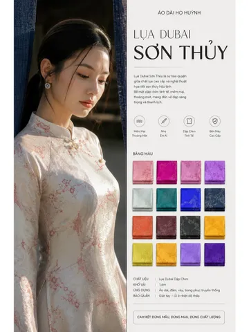 [ Áo dài họ Huỳnh ] Lụa Dubai Sơn Thủy [Hàng Mới Về]  vải may áo dài