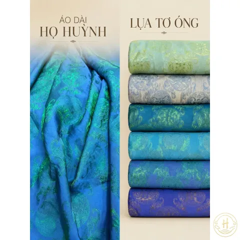 Áo dài họ Huỳnh [Lụa tơ óng thọ dơi]-tone Sang Trọng- vải may áo dài khổ 1.5m