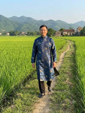 [Áo dài họ Huỳnh] Áo dài gấm Vân Nhũ - áo dài nam may sẵn