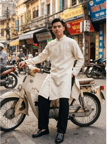 [Áo dài họ Huỳnh] Áo Dài Nam Trơn [ Chất Liệu Taffta Vân Gỗ] - Áo dài nam may sẵn