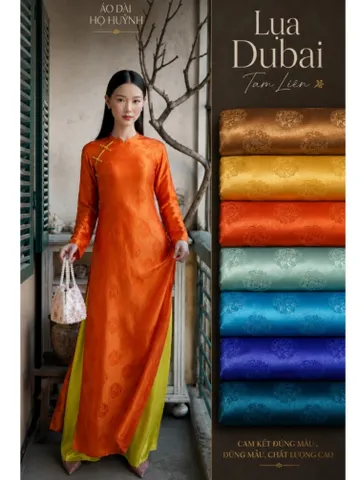 Áo dài họ Huỳnh [Lụa dubai tam liên] vải may áo dài khổ 1.5m