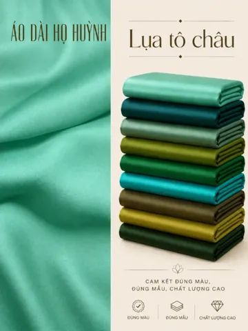 Áo dài họ Huỳnh [Lụa Tô Châu] -TONE XANH LÁ - Vải may áo dài khổ 1,5m