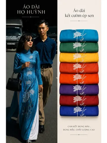 Áo dài họ Huỳnh [Áo dài kết cườm] vải may áo dài khổ 1.5m [TONE MÀU TƯƠI TẮN]