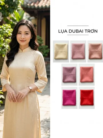 Áo dài họ Huỳnh [LỤA DUBAI TRƠN] [TONE ẤM] - Vải may áo dài mát mẻ, form xuông