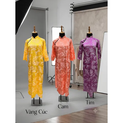 [Áo dài họ Huỳnh] Áo dài cách tân tiểu mận - họa tiết quả mận