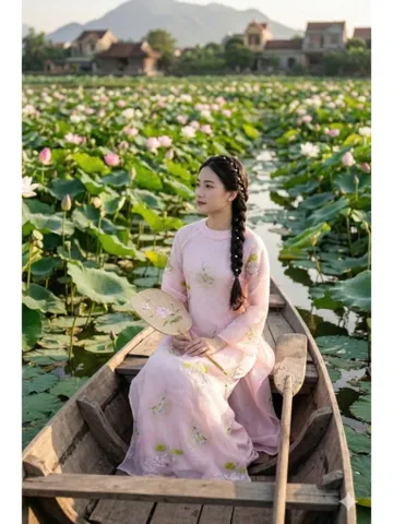 [Áo dài họ Huỳnh] Áo Dài nữ thêu cá chép_ áo dài nữ may sẵn 2 lớp - chất liệu lưới thêu