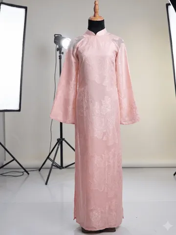 [Áo dài họ Huỳnh]  Bộ Áo Dài Hoa Mảnh truyền thống- may sẵn 2 lớp