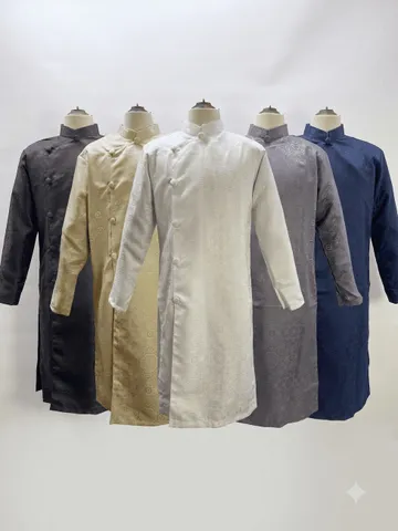 Áo dài họ Huỳnh [ÁO DÀI NAM MAY SẴN CAO CẤP] [chất liệu gấm cotton họa tiết vuông]