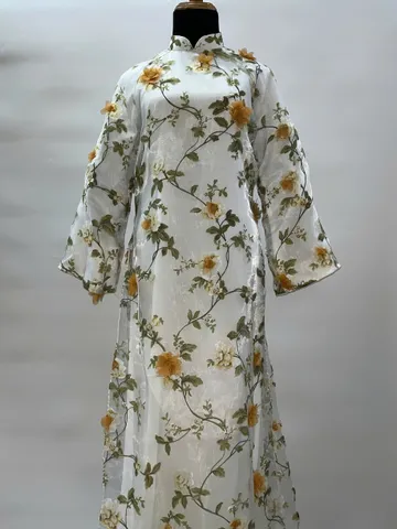 [Áo dài họ Huỳnh] Áo dài truyền thống nữ - tơ thêu hoa [Mẫu mới] - series Chớm Xuân