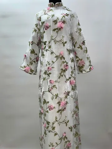 [Áo dài họ Huỳnh] Áo dài truyền thống nữ - tơ thêu hoa [Mẫu mới] - series Chớm Xuân