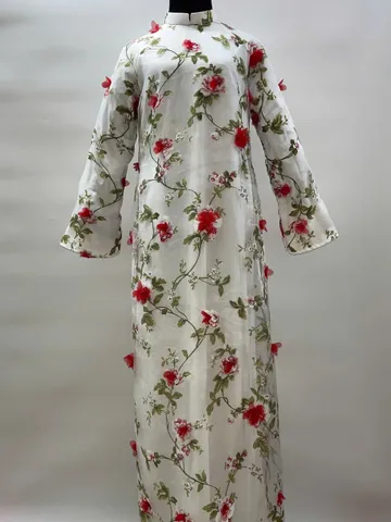[Áo dài họ Huỳnh] Áo dài truyền thống nữ - tơ thêu hoa [Mẫu mới] - series Chớm Xuân