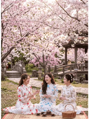 [Áo dài họ Huỳnh] Áo dài truyền thống nữ - tơ thêu hoa [Mẫu mới] - series Chớm Xuân
