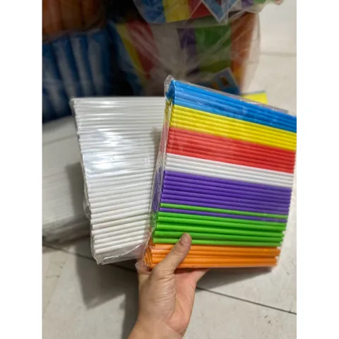 5 Bịch gồm 1000 ống hút nhựa sắc màu - ống hút nhựa trắng ( 1 gói - 200 cái )