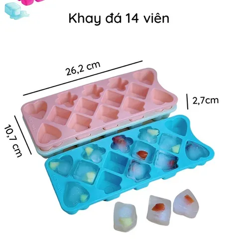 Vỉ đá tủ lạnh làm rau câu 14 , khay đá nhựa tạo hình dễ thương nhựa Việt Nhật 6963