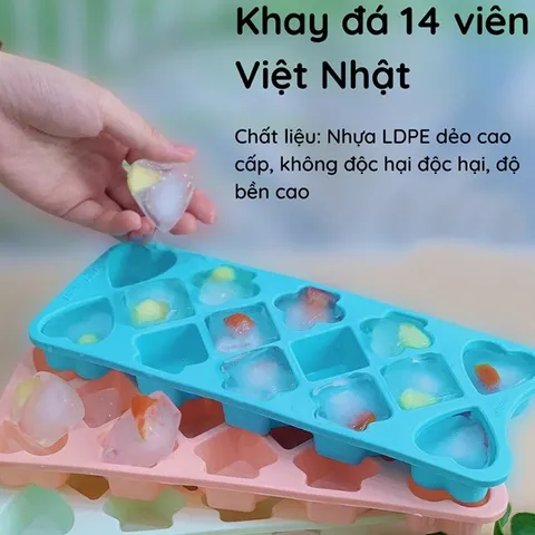 Vỉ đá tủ lạnh làm rau câu 14 , khay đá nhựa tạo hình dễ thương nhựa Việt Nhật 6963