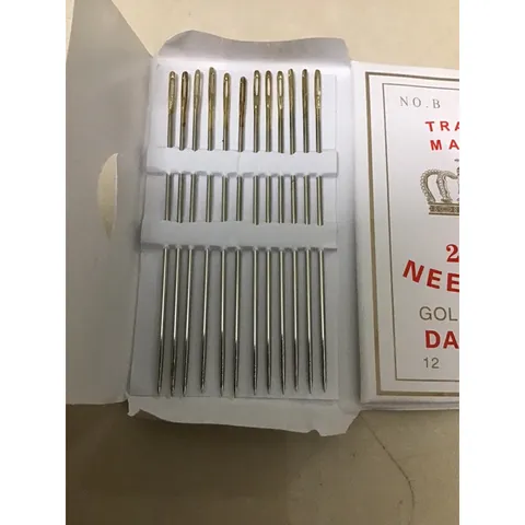 Vỉ 12 kim khâu quần áo - kim xỏ chỉ lỗ to dùng trong may vá dài 7cm