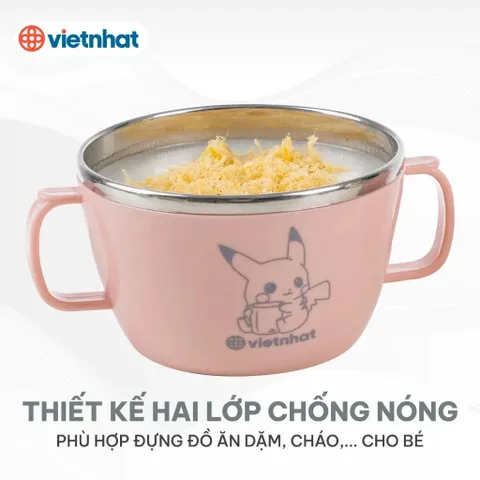 Ca cách nhiệt 2 quai nhựa inox 500ml có nắp  Việt Nhật