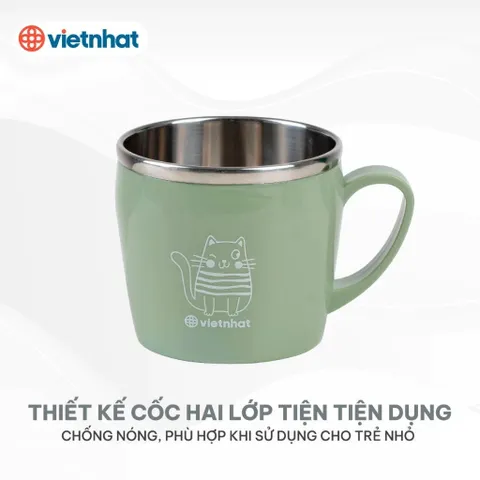 Ca cách nhiệt 2 quai nhựa inox 500ml có nắp  Việt Nhật