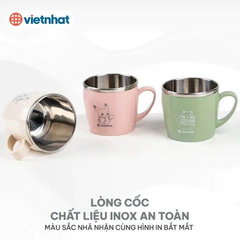 Ca cách nhiệt 2 quai nhựa inox 500ml có nắp  Việt Nhật