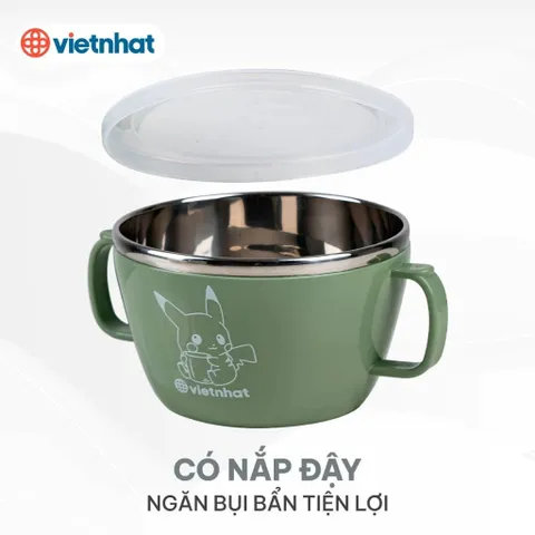 Ca cách nhiệt 2 quai nhựa inox 500ml có nắp  Việt Nhật