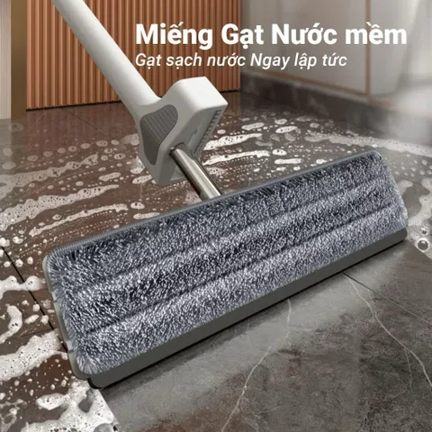 Cây lau nhà tự vắt thông minh 45cm kèm bông lau thay thế, lau khô nhanh