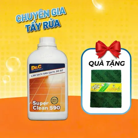 (Tặng miếng giáp đa năng) Chất tẩy Làm Sạch Sàn Gạch, Đồ Sứ Super Clean S90 Can 1 Lít - S90 1000ML