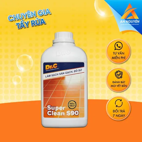 (Tặng miếng giáp đa năng) Chất tẩy Làm Sạch Sàn Gạch, Đồ Sứ Super Clean S90 Can 1 Lít - S90 1000ML