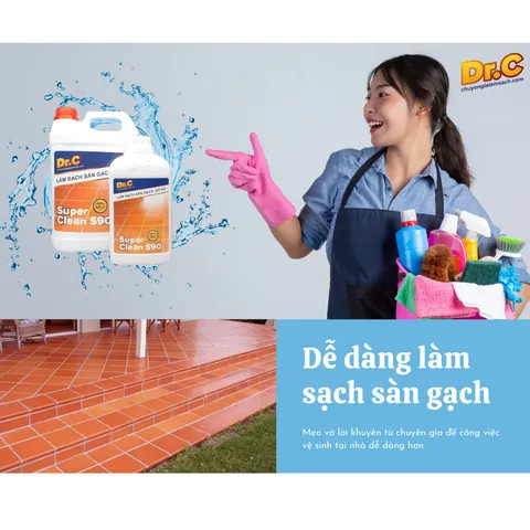 (Tặng miếng giáp đa năng) Chất tẩy Làm Sạch Sàn Gạch, Đồ Sứ Super Clean S90 Can 1 Lít - S90 1000ML