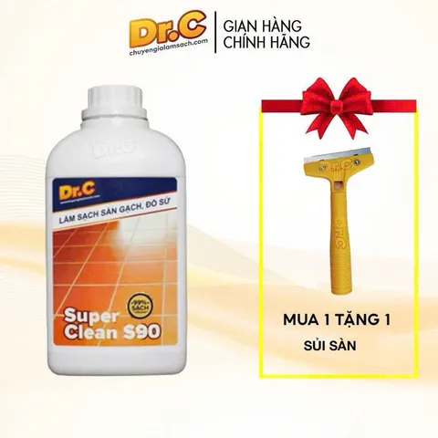 (Tặng 1 sủi tường, sàn) Chất tẩy Làm Sạch Sàn Gạch, Đồ Sứ Super Clean S90 Can 1Lít - S90 - 01