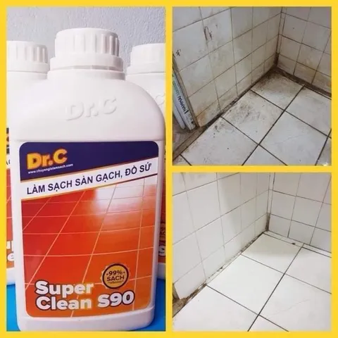 (Tặng 1 sủi tường, sàn) Chất tẩy Làm Sạch Sàn Gạch, Đồ Sứ Super Clean S90 Can 1Lít - S90 - 01
