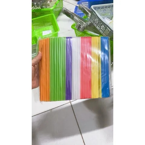 Combo 400 ống hút sắc màu/ ống hút nhựa màu trắng dài 22cm