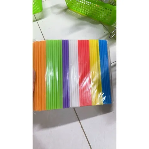 Combo 400 ống hút sắc màu/ ống hút nhựa màu trắng dài 22cm