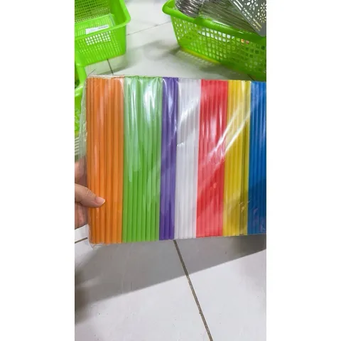 Combo 400 ống hút sắc màu/ ống hút nhựa màu trắng dài 22cm