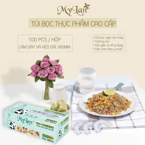 Hộp 100 Chun Túi Màng Bọc Thực Phẩm MyLan, An Toàn Cho Sức Khoẻ