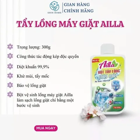 Bột Tẩy Lồng Máy Giặt Ailla 300Gr + Tẩy Mốc Gioăng Cao Su Ailla 100Gr