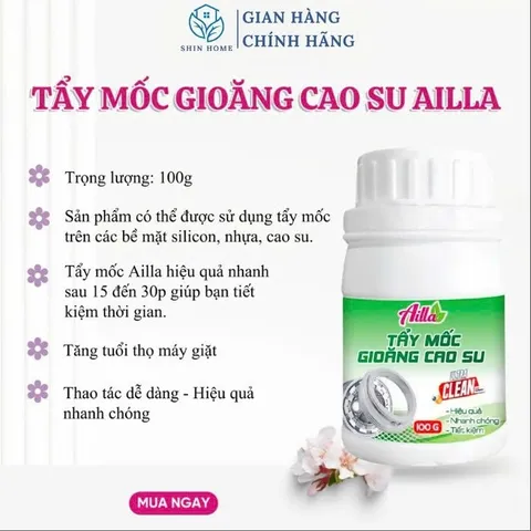 Bột Tẩy Lồng Máy Giặt Ailla 300Gr + Tẩy Mốc Gioăng Cao Su Ailla 100Gr