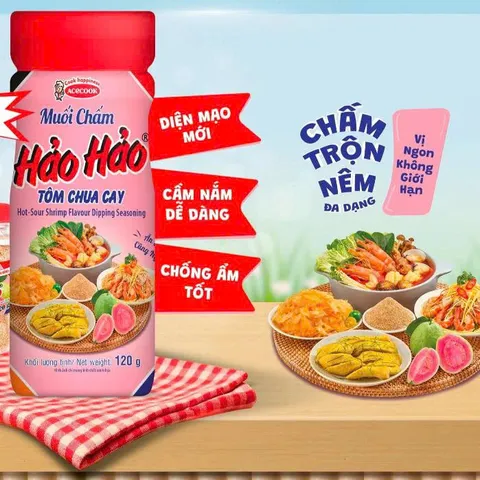 Muối HẢO HẢO - muối chấm Hảo Hảo tôm chua cay - muối chấm hoa quả chua cay lọ 120g