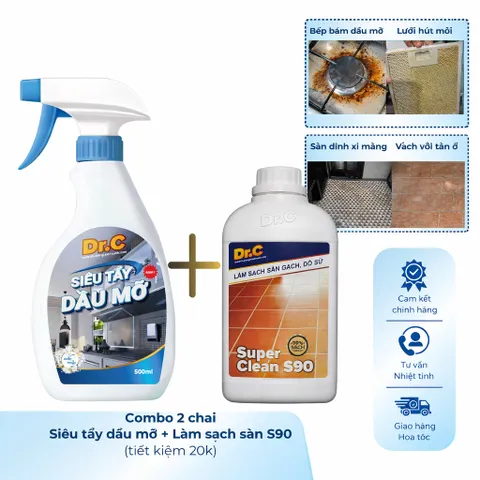 [Combo TIẾT KIỆM 20K] Siêu tẩy dầu mỡ đa năng Dr.C + Làm sạch sàn gạch, thiết bị men sứ S90 Dr.C