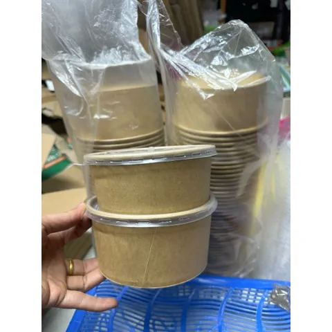 50 Bát Tô Giấy Kraft Cao Cấp Kèm Nắp Chịu Nhiệt, Hộp Đựng Thực Phẩm Tiện Lợi