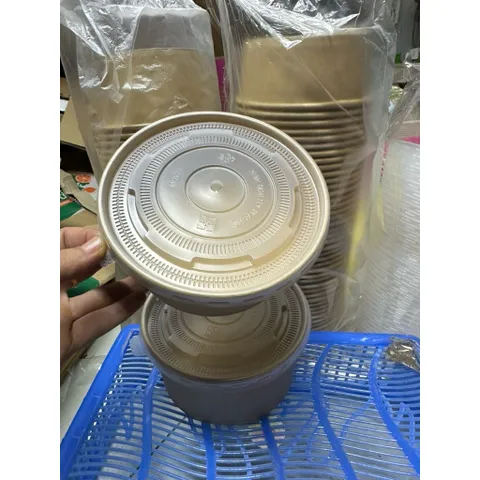 50 Bát Tô Giấy Kraft Cao Cấp Kèm Nắp Chịu Nhiệt, Hộp Đựng Thực Phẩm Tiện Lợi