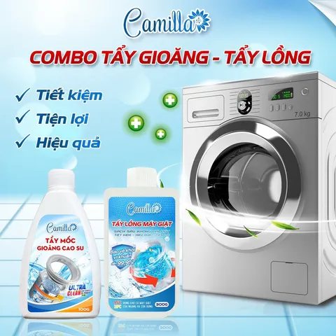 [ Tặng chổi + gang tay ] Combo Tẩy lồng máy giặt Camilla 300G + 1 Bột Tẩy mốc gioăng cao su Camilla 100G