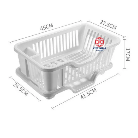 Kệ Úp Chén Bát Tiện Ích Có Kèm Khay Thoát Nước Việt Nhật 3535 Rổ Úp Chén Bát - Việt Nhật Plastic Official