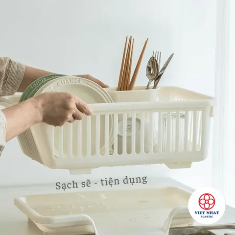 Kệ Úp Chén Bát Tiện Ích Có Kèm Khay Thoát Nước Việt Nhật 3535 Rổ Úp Chén Bát - Việt Nhật Plastic Official