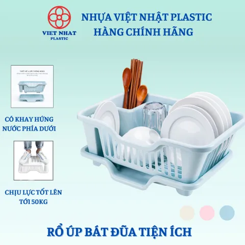 Kệ Úp Chén Bát Tiện Ích Có Kèm Khay Thoát Nước Việt Nhật 3535 Rổ Úp Chén Bát - Việt Nhật Plastic Official