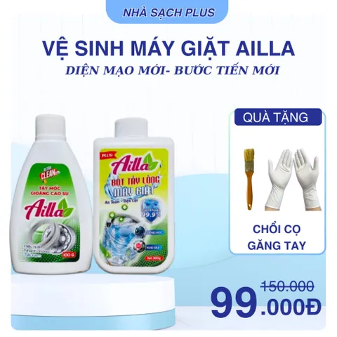 Vệ Sinh Lồng Giặt Combo Tẩy Lồng Máy Giặt, Tẩy Mốc Gioăng Caosu Ailla Làm Sạch Nhanh An Toàn